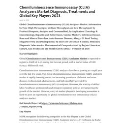 Chemiluminescence Immunoassay (CLIA) Analyzers Market Diagnosis, Treatments and Global Key Players 2023 – Telegraph