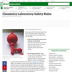 Chemistry Laboratory Safety Rules