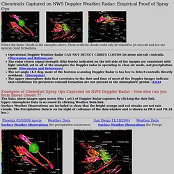 Chemtrails Captured on NWS Doppler Weather Radar: Empirical Proof of Spray Ops