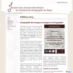 Edition 2013 - Journée des Jeunes Chercheurs de l'Institut de Géographie de Paris