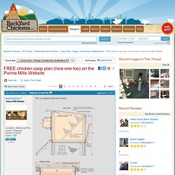 FREE chicken coop plan (nice one too) on the Purina Mills Website
