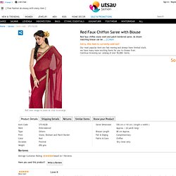 Red Faux Chiffon Saree with Blouse Online Shopping: STS1923D
