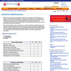Child Care Staff Evaluation