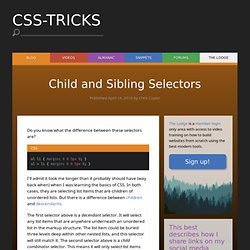 Child and Sibling Selectors