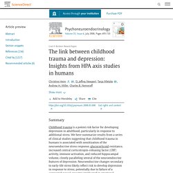 The link between childhood trauma and depression: Insights from HPA axis studies in humans - Psychoneuroendocrinology