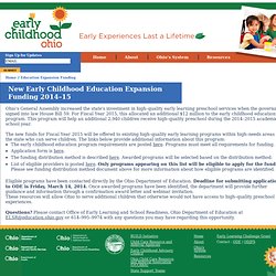 Early Childhood Ohio - Education Expansion Funding 2014-2015