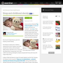 Sleep and childhood obesity