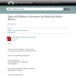 Types of Children's Literature by Edited by Walter Barnes - Full Text Free Book (Part 1/11)