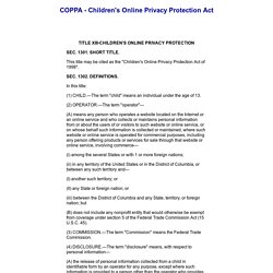 Children's Online Privacy Protection