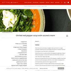 Chilled red pepper soup with soured cream