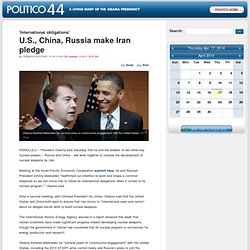 U.S., China, Russia make Iran pledge