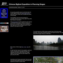 Chinese Bigfoot Expedition in Planning Stages