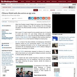 Chinese think tank also serves as spy arm