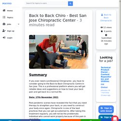 Back to Back Chiro - Best San Jose Chiropractic Center
