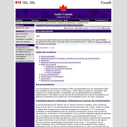 SANTE CANADA - Les chloramines