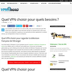 Quel VPN choisir pour quels besoins ?
