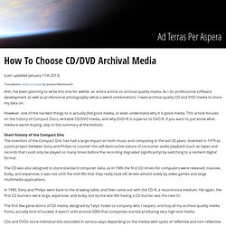 How To Choose CD/DVD Archival Media » Ad Terras Per Aspera