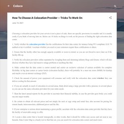 How To Choose A Colocation Provider – Tricks To Work On
