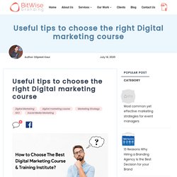How to choose the right Digital marketing course