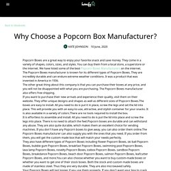 Why Choose a Popcorn Box Manufacturer?