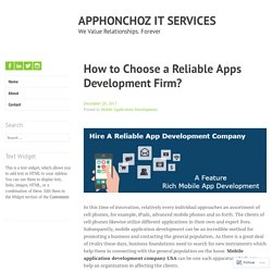 How to Choose a Reliable Apps Development Firm?