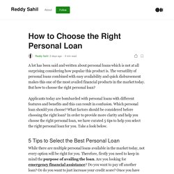 How to Choose the Right Personal Loan