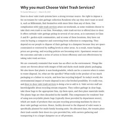 Why you must Choose Valet Trash Services? – Telegraph