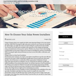 How To Choose Your Solar Power Installers