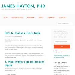 How to choose a thesis topic