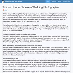 Tips on How to Choose a Wedding Photographer