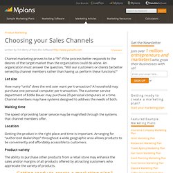 Choosing your Sales Channels - Marketing Plan Help & Marketing Advice