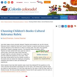 Choosing Children's Books: Cultural Relevance Rubric