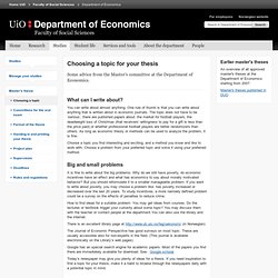Choosing a topic for your thesis - Department of Economics