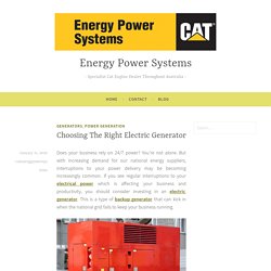 Choosing The Right Electric Generator