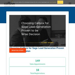 Choosing Callbox for Sage Lead Generation Proven to be Wise Decision - Callboxinc.com - B2B Lead Generation Company