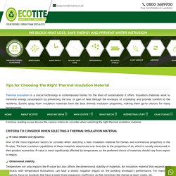 Tips To Choosing The Right Thermal Insulation Material