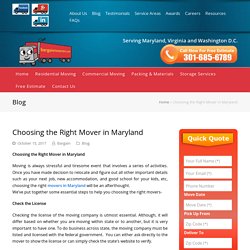 Choosing the Right Mover in Maryland