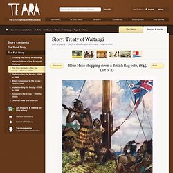 Hōne Heke chopping down a British flag pole, 1845 – Treaty of Waitangi