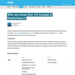 Why we chose Solr 4.0 instead of ElasticSearch