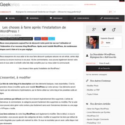 Les choses à faire après l’installation de WordPress ! sur Geekeries.fr | Découvrir WordPress