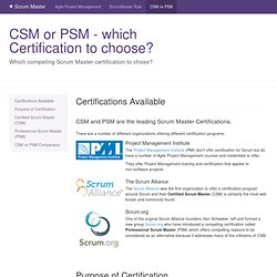 Chosing Certified Scrum Master (CSM) vs Professional Scrum Master (PSM)