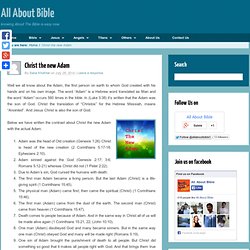 Christ the new Adam - All About Bible