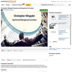 Christopher Wingader Experienced Management Consultant