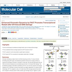 Enhanced Chromatin Dynamics by FACT Promotes Transcriptional Restart after UV-Induced DNA Damage