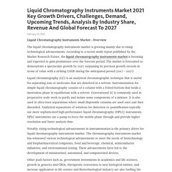 Liquid Chromatography Instruments Market 2021 Key Growth Drivers, Challenges, Demand, Upcoming Trends, Analysis By Industry Share, Revenue And Global Forecast To 2027 – Telegraph