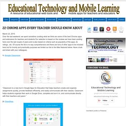 Educational Technology and Mobile Learning: 22 Chrome Apps Every Teacher Should Know about