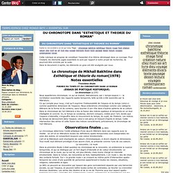 DU CHRONOTOPE DANS "ESTHETIQUE ET THEORIE DU ROMAN"