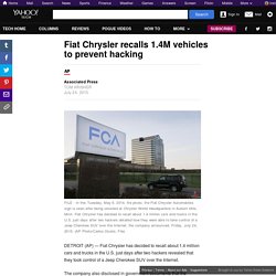 Fiat Chrysler recalls 1.4M vehicles to prevent hacking