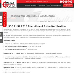 SSC CHSL 2019 Recruitment Exam Notification