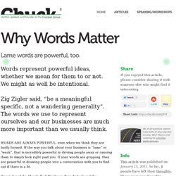 Chuck Blakeman / Why Words Matter